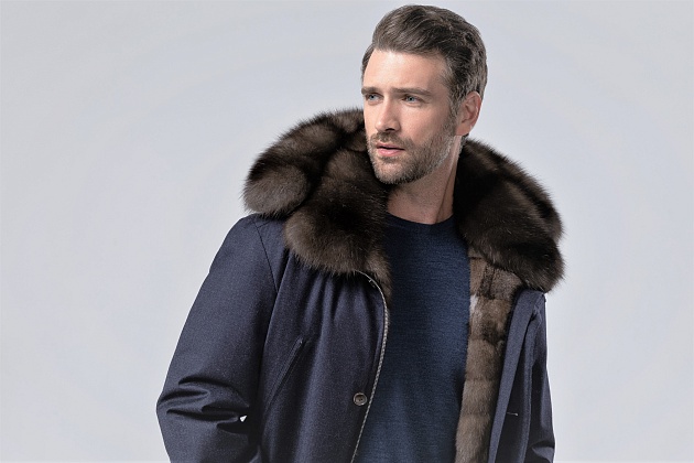 Брэндон bleu cobalt Парка  соболь 