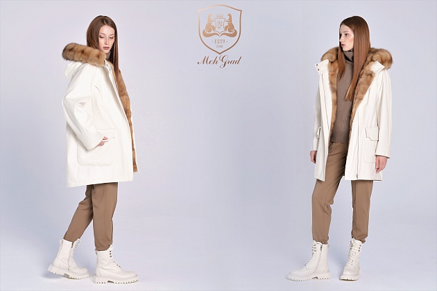 Парка меховая "Элиз" ivoire